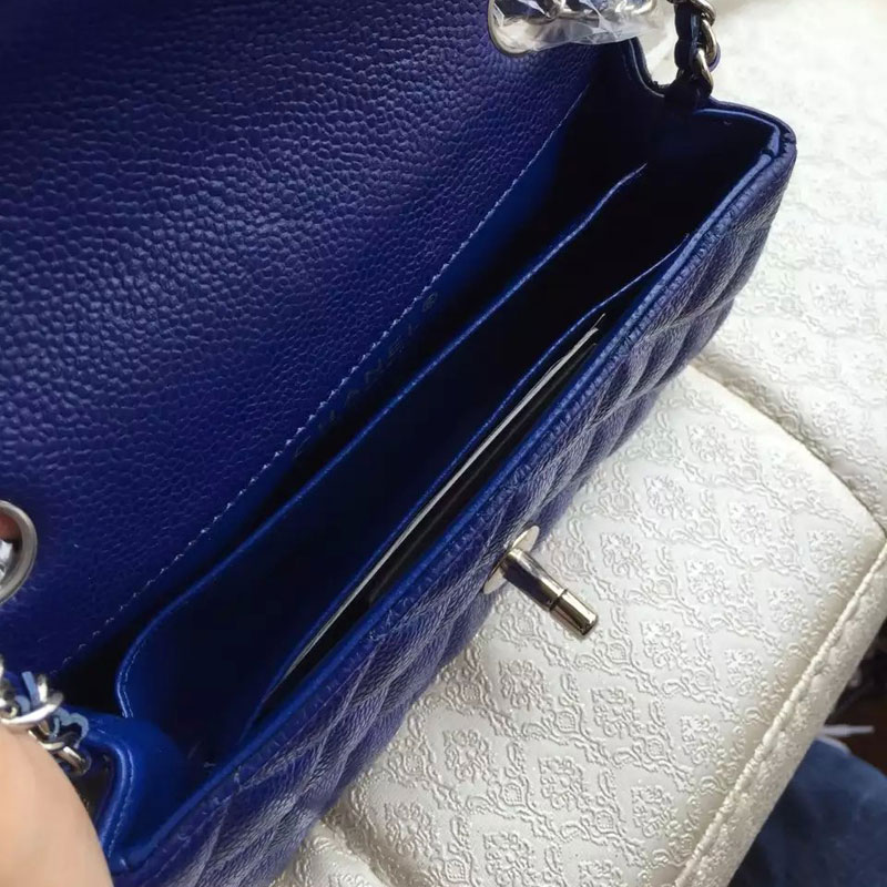 2015 Chanel Mini Flap Bag Original Caviar Leather A34008 Blue