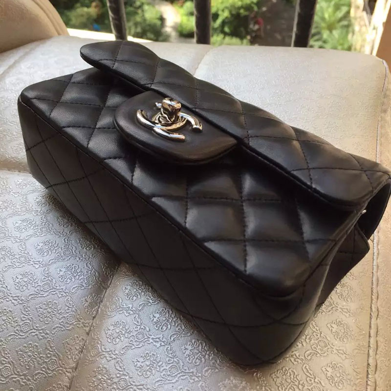 2015 Chanel Mini Flap Bag Original Sheepskin Leather A34008 Black