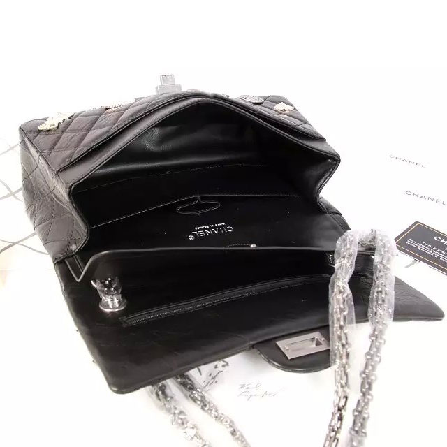 2015 Chanel Opper Badge Bag Original Leather 1112 Black