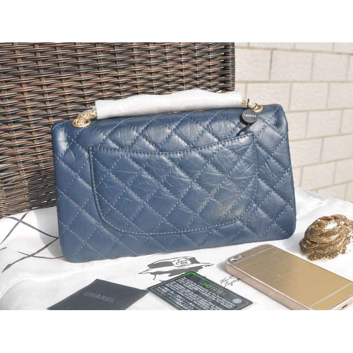 2015 Chanel Original Glazed Crackled Leather Classic Flap Bag A30225 Royal