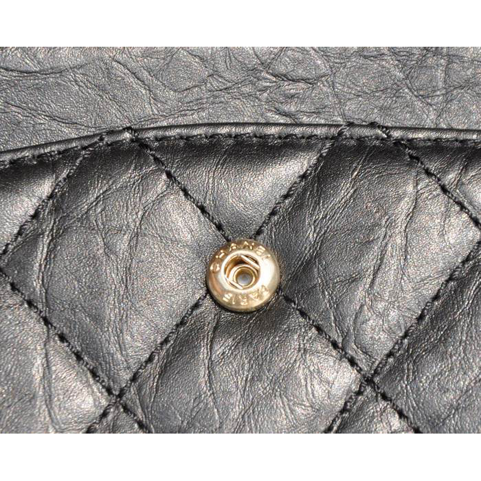 2015 Chanel Original Glazed Crackled Leather Classic Flap Bag A30227 Black