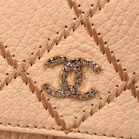 2015 Chanel Original Leather Bi-Fold Wallet A9556 Apricot