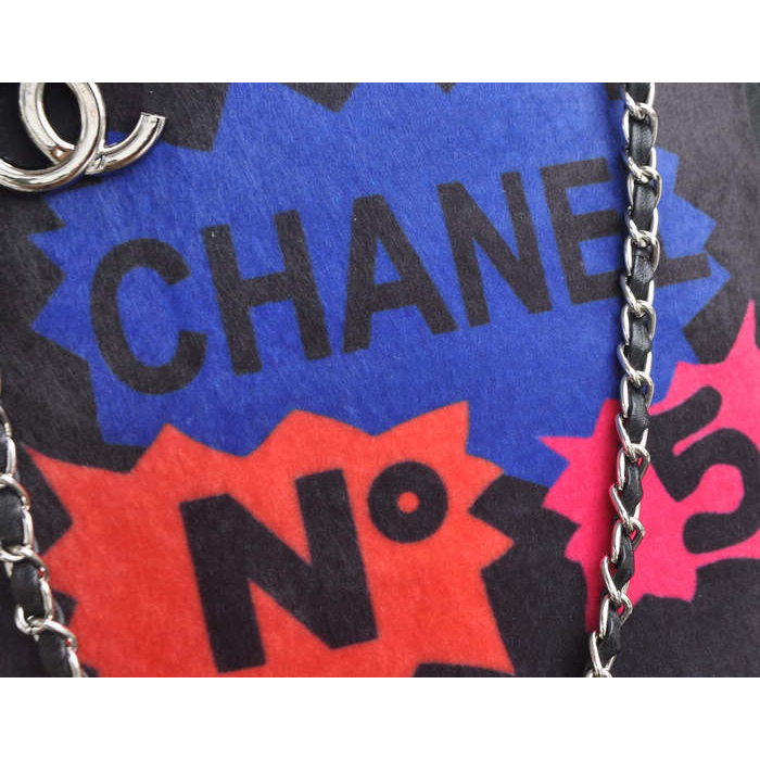 2015 Chanel Patchwork Shearling Large Shopping Bag A92594 Black