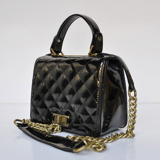 2015 Chanel Patent Leather A69049 Shoulder Bag Black