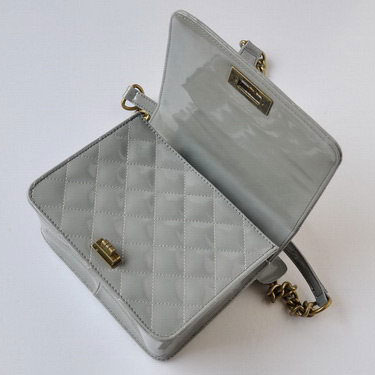 2015 Chanel Patent Leather A69049 Shoulder Bag Grey