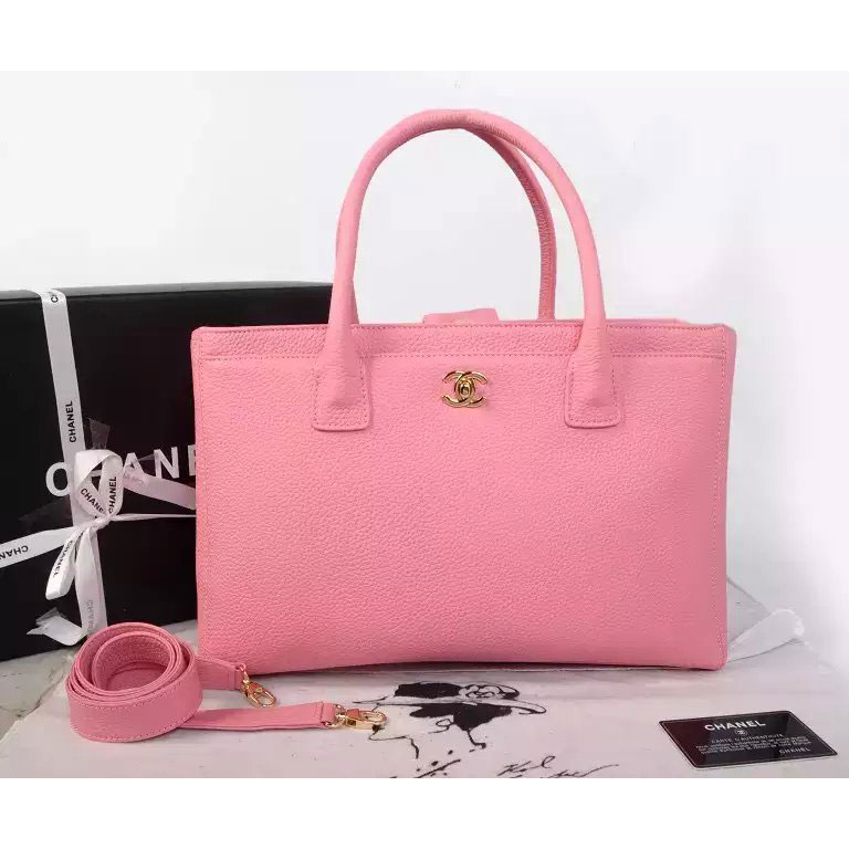 2015 Chanel Pink Original leather Tote Shoulder Bag A67007 with Gold