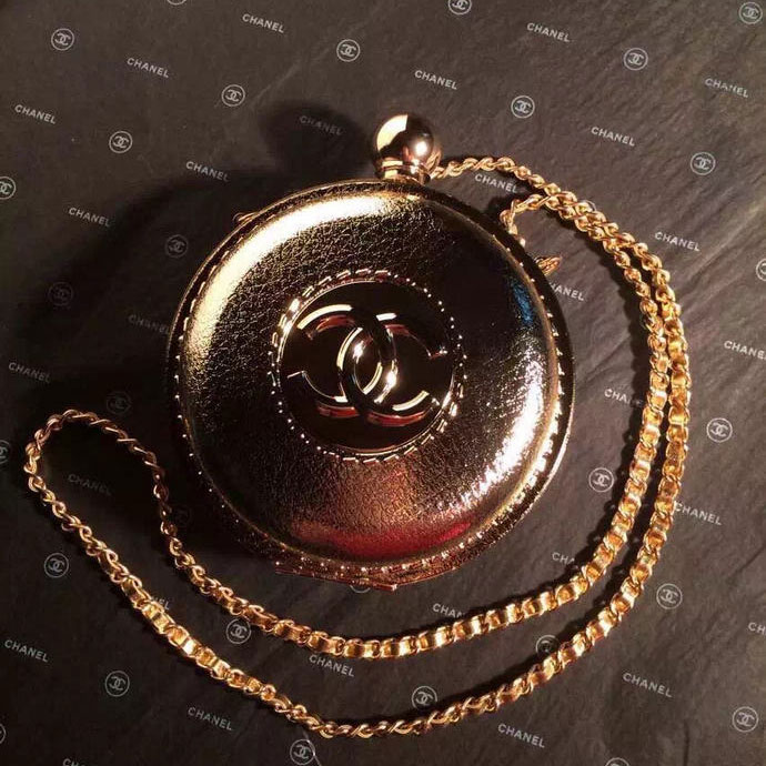 2015 Chanel Plexiglass Globe Clutch Bag Gold