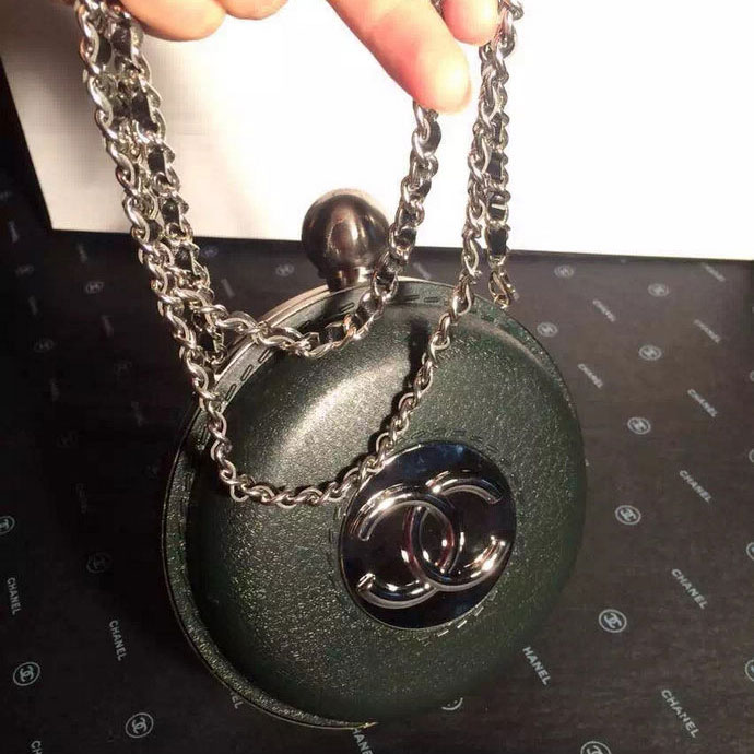 2015 Chanel Plexiglass Globe Clutch Bag Green