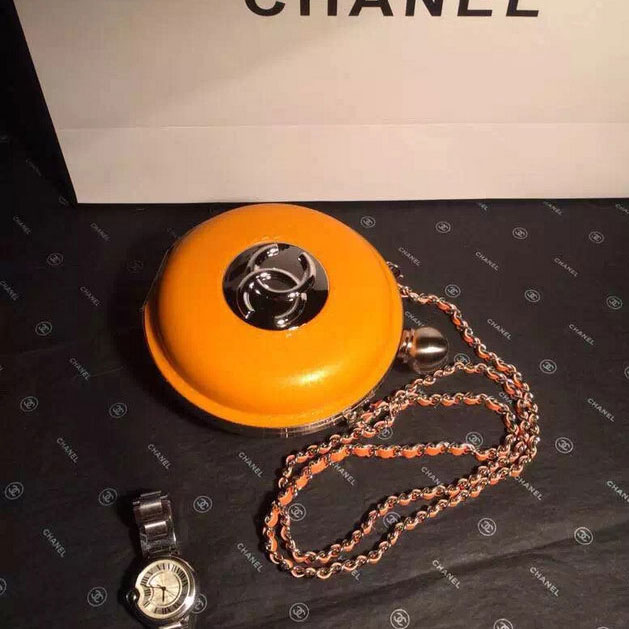 2015 Chanel Plexiglass Globe Clutch Bag Orange