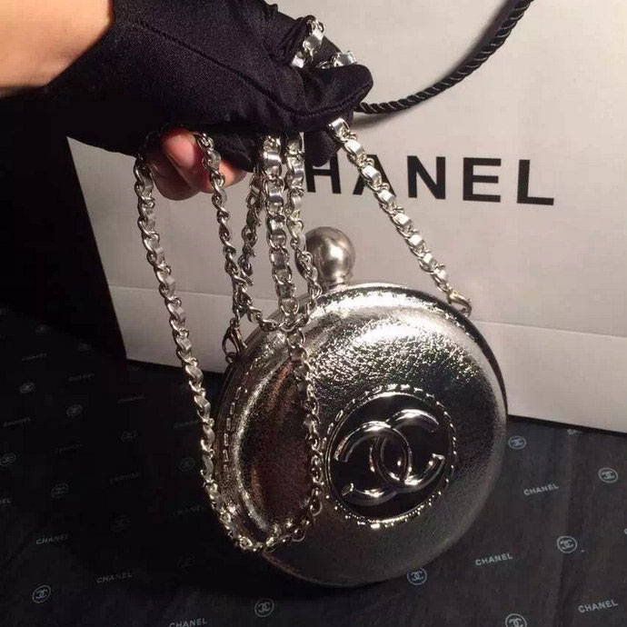 2015 Chanel Plexiglass Globe Clutch Bag Silver