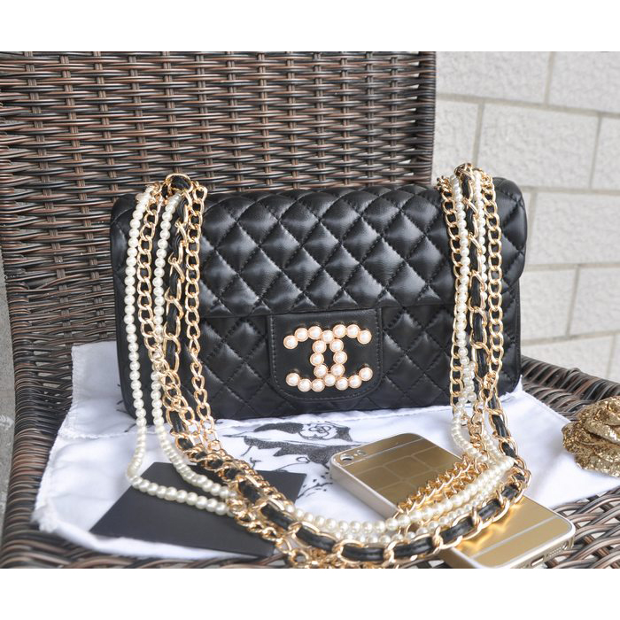 2015 Chanel Quilted Flap Handbag A35877 in Black