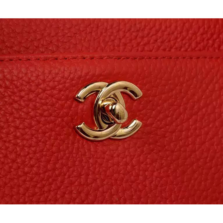 2015 Chanel Red Original leather Tote Shoulder Bag A67007 with Gold