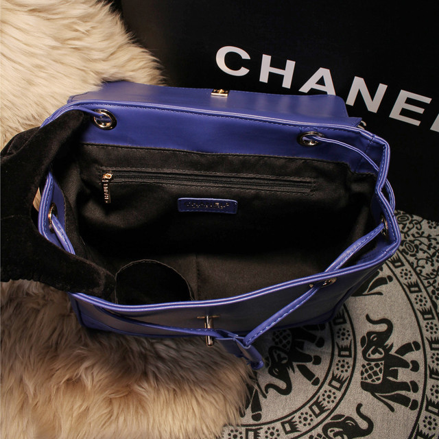 2015 Chanel Sheekskin leather tote shoulder bag A68040 Royalblue