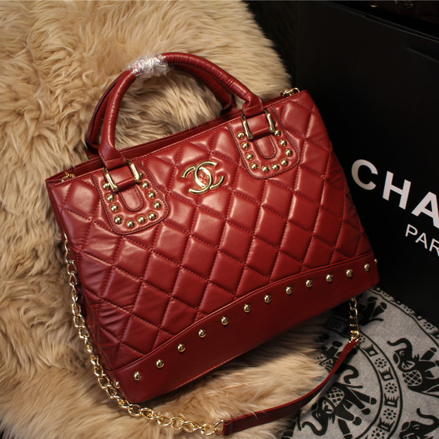 2015 Chanel Sheepskin Leather Tote Bag A68056 Burgundy