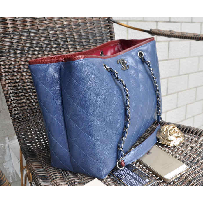 2015 Chanel Shopper Bag Caviar Leather A30454 Royalblue