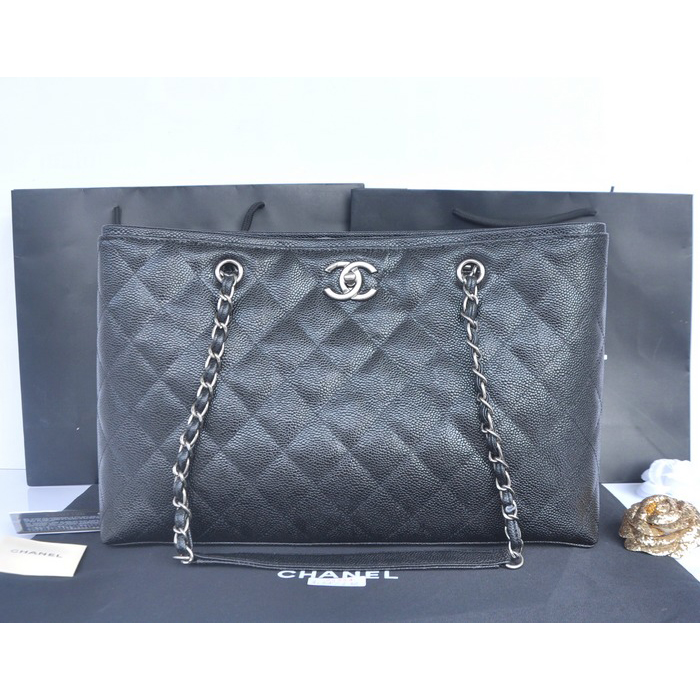 2015 Chanel Shopper Bag Original Caviar Leather A30454 Black