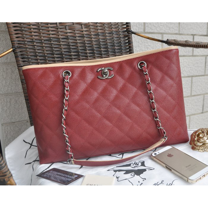 2015 Chanel Shopper Bag Caviar Leather A30454 Maroon