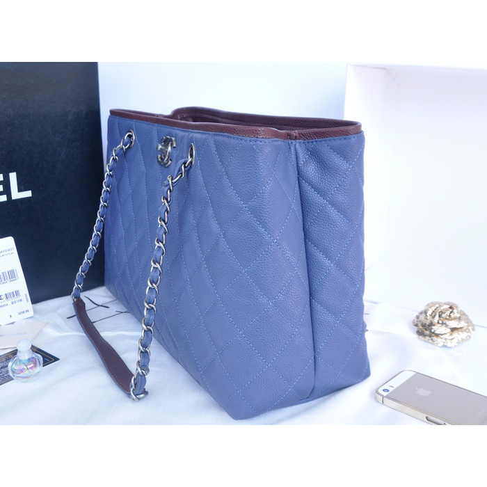 2015 Chanel Shopper Bag Original Caviar Leather A90454 Blue