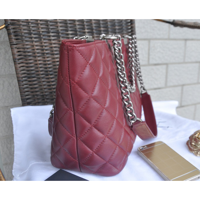 2015 Chanel Shopper Bag Sheepskin Leather A49336 Burgundy