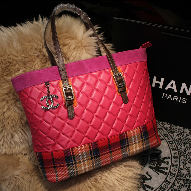 2015 Chanel Shopper Bag Sheepskin Leather A68031 Rose