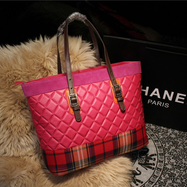 2015 Chanel Shopper Bag Sheepskin Leather A68031 Rose