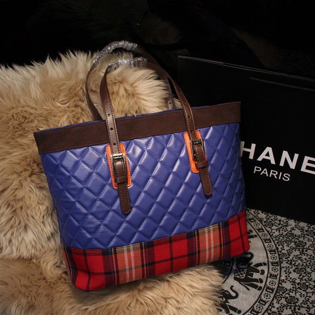 2015 Chanel Shopper Bag Sheepskin Leather A68031 Royalblue