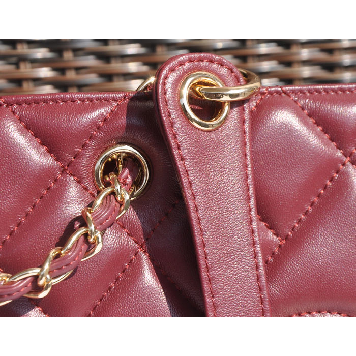 2015 Chanel Shopper Bag Sheepskin Leather A94308 Burgundy