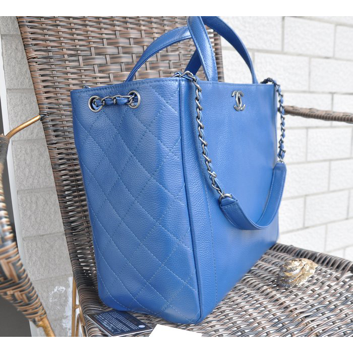 2015 Chanel Shopper Tote Bag Calfskin Leather A90396 Royalblue