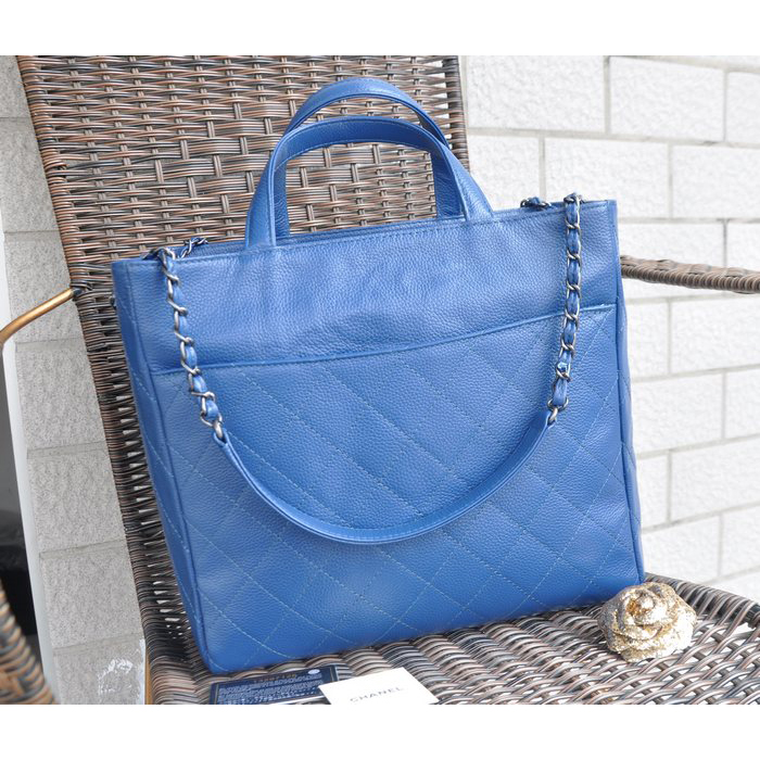 2015 Chanel Shopper Tote Bag Calfskin Leather A90396 Royalblue