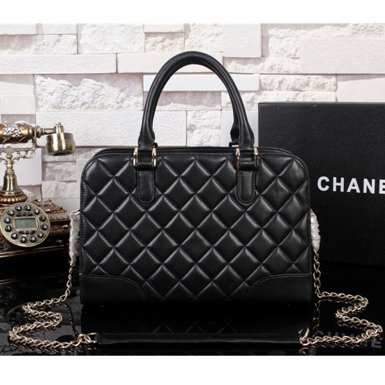 2015 Chanel Shopper Tote Bag Sheepskin Leather CHA8003 Black