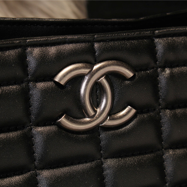 2015 Chanel Shopper Tote Bags Sheepskin Leather A68035 Black