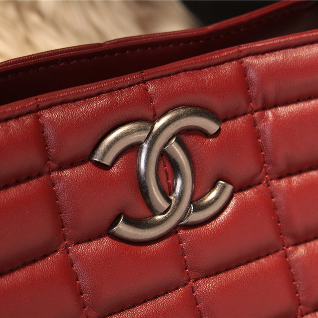 2015 Chanel Shopper Tote Bags Sheepskin Leather A68035 Burgundy