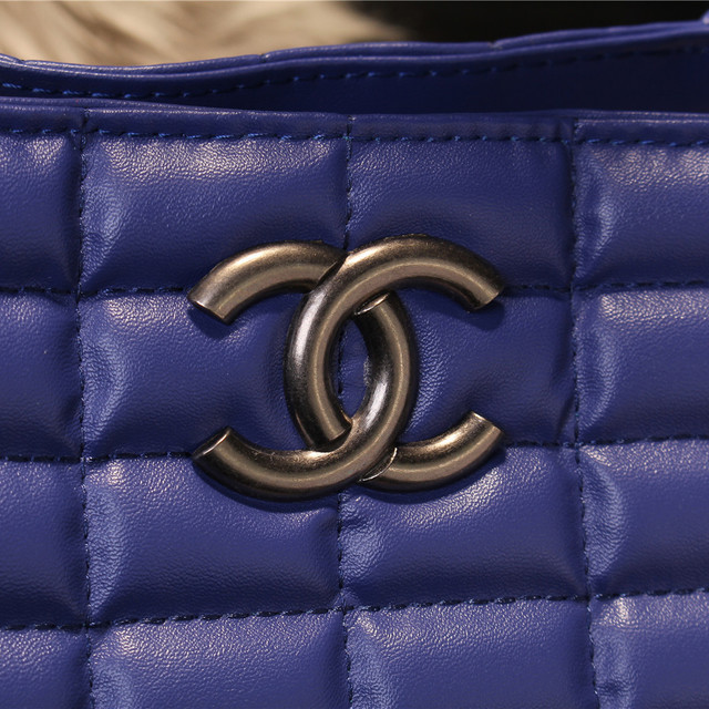 2015 Chanel Shopper Tote Bags Sheepskin Leather A68035 Royalblue