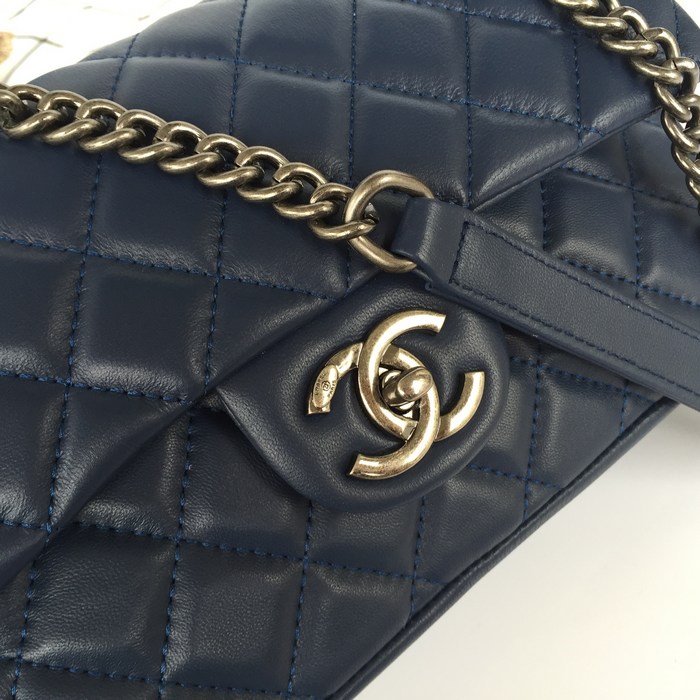 2015 Chanel Shoulder Bag Burgundy Rocks Lambskin A92745 Royalblue