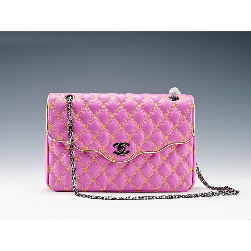 2015 Chanel Shoulder Bag Lambskin Leather A6989 Pink