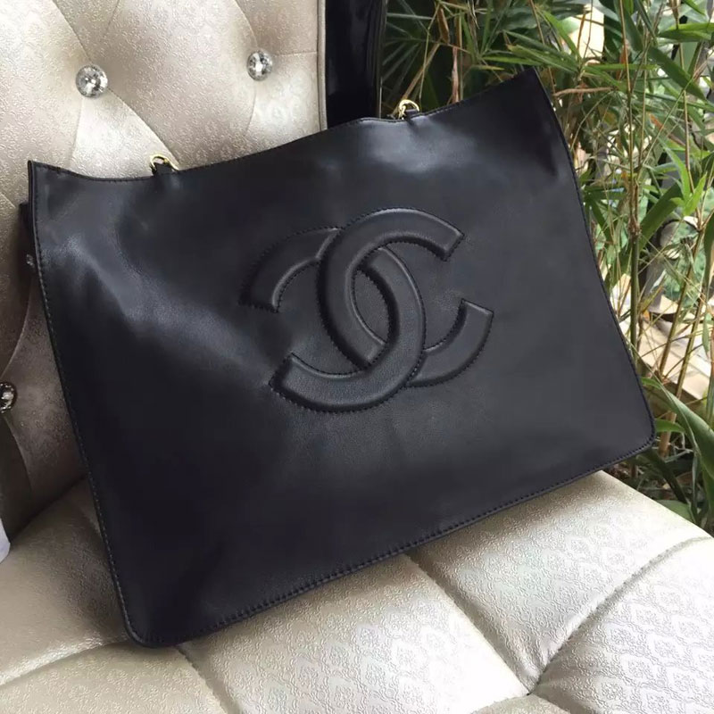 2015 Chanel Shoulder Bag Original Calfskin Leather A5840 Black