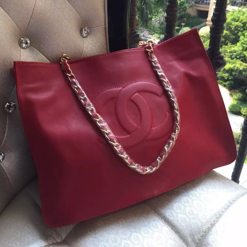 2015 Chanel Shoulder Bag Original Calfskin Leather A5840 Red