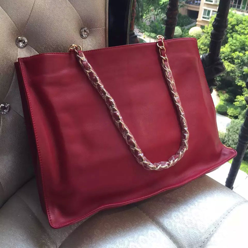 2015 Chanel Shoulder Bag Original Calfskin Leather A5840 Red