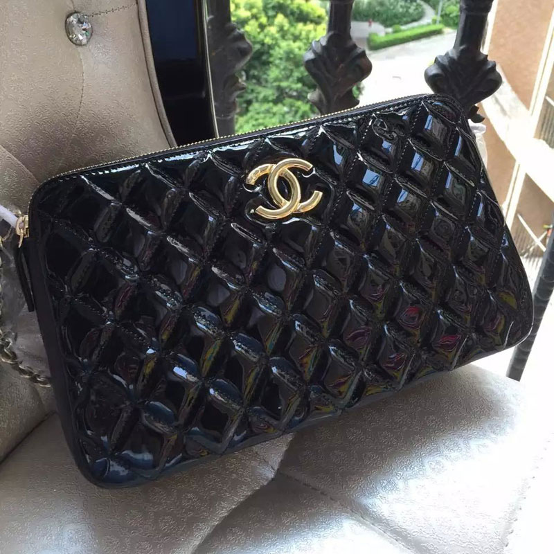 2015 Chanel Shoulder Bag Original patent Leather A99250 Black