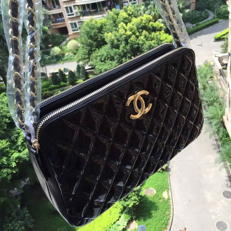 2015 Chanel Shoulder Bag Original patent Leather A99250 Black