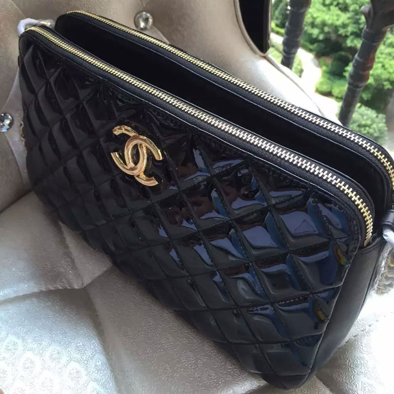 2015 Chanel Shoulder Bag Original patent Leather A99250 Black