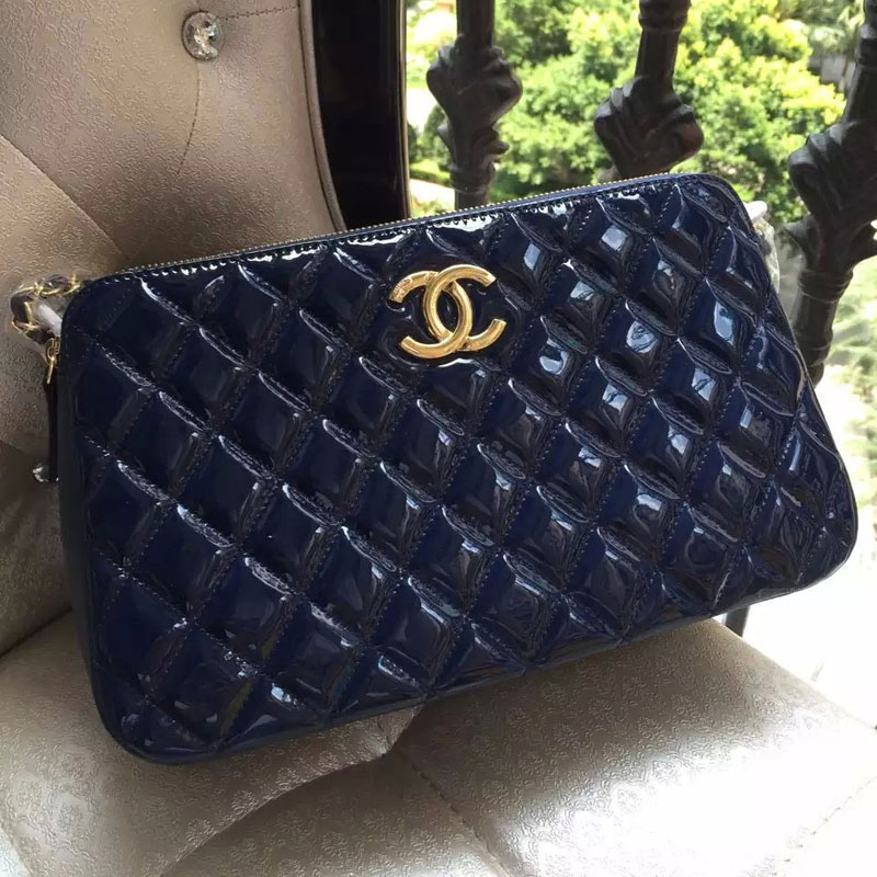 2015 Chanel Shoulder Bag Original patent Leather A99250 Blue