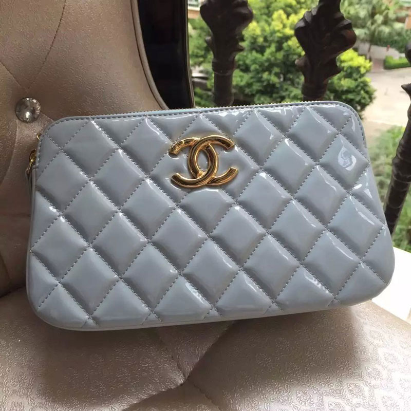 2015 Chanel Shoulder Bag Original patent Leather A99250 Light Blue