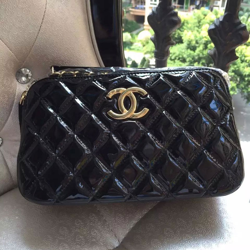 2015 Chanel Shoulder Bag Original patent Leather A99256 Black