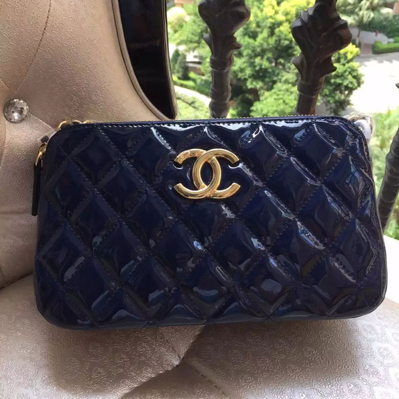 2015 Chanel Shoulder Bag Original patent Leather A99256 Blue