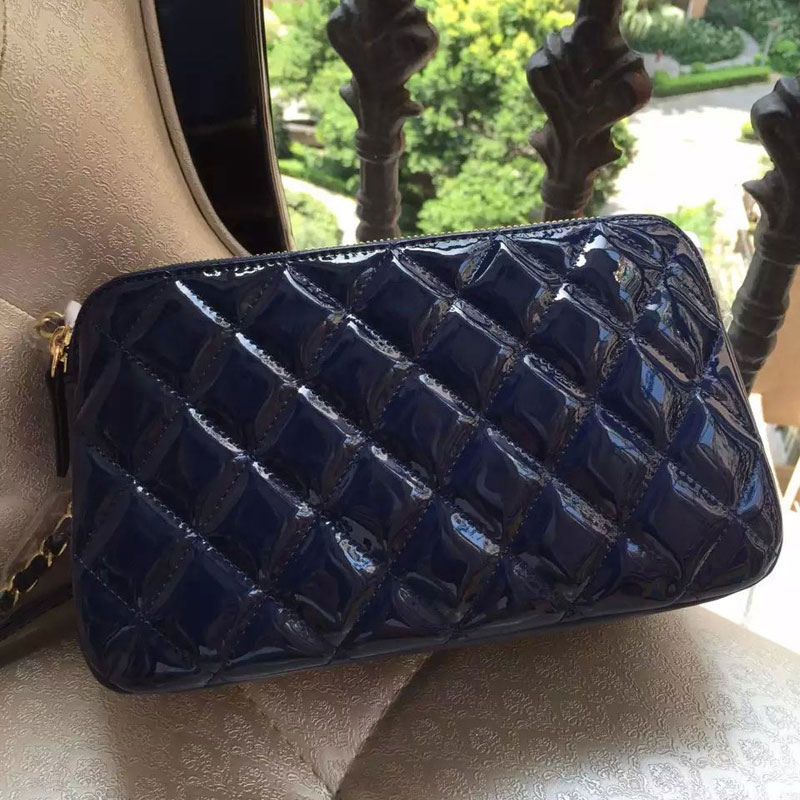 2015 Chanel Shoulder Bag Original patent Leather A99256 Blue