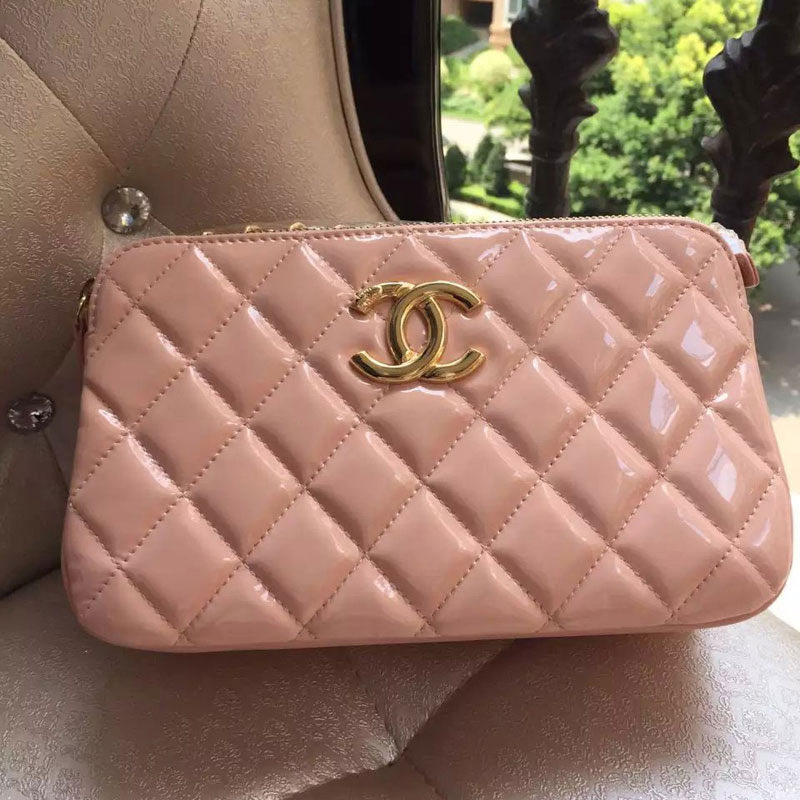 2015 Chanel Shoulder Bag Original patent Leather A99256 Pink