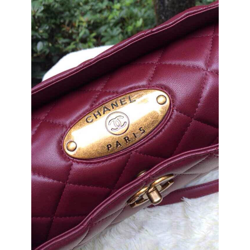 2015 Chanel Shoulder Bag in Sheepskin Leather A49331 Burgundy