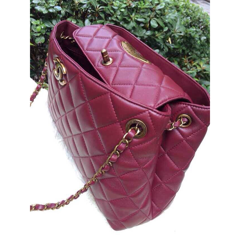 2015 Chanel Shoulder Bag in Sheepskin Leather A49331 Burgundy