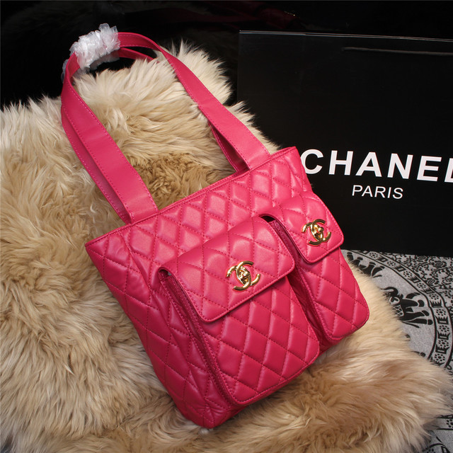 2015 Chanel Shoulder Tote Bag Sheepskin Leather A68032 Rose